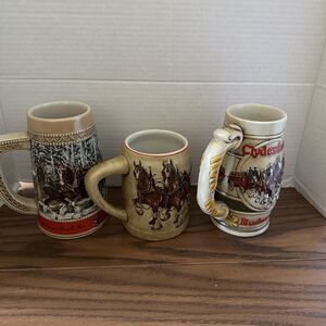 Budweiser Mug Lot Of 3, 1980’s Steins , Vintage
